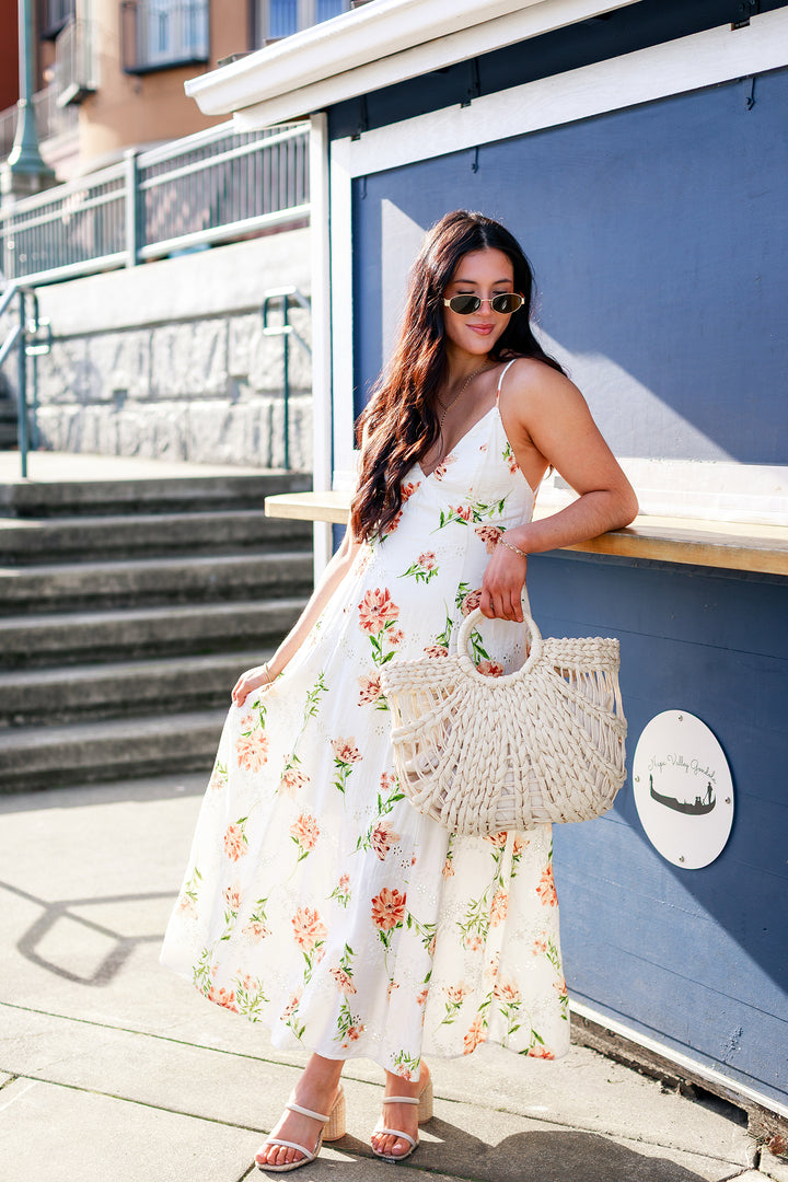 The Peach Blossom Floral Eyelet Maxi Dress