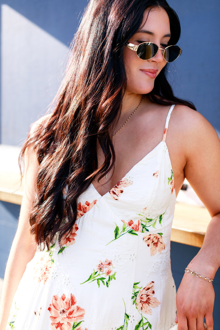 The Peach Blossom Floral Eyelet Maxi Dress