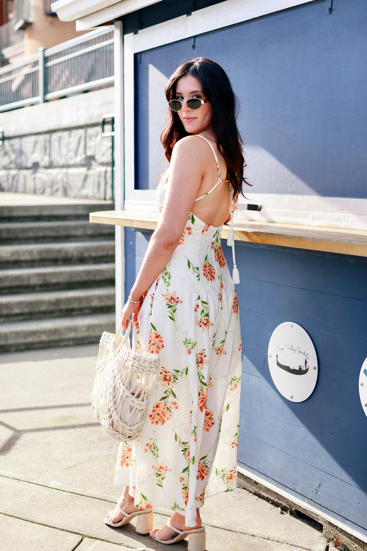 The Peach Blossom Floral Eyelet Maxi Dress