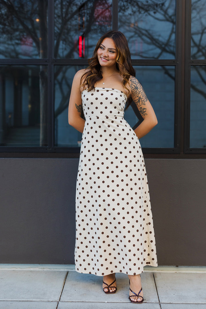 The Vintage Romance Polka Dot Maxi Dress
