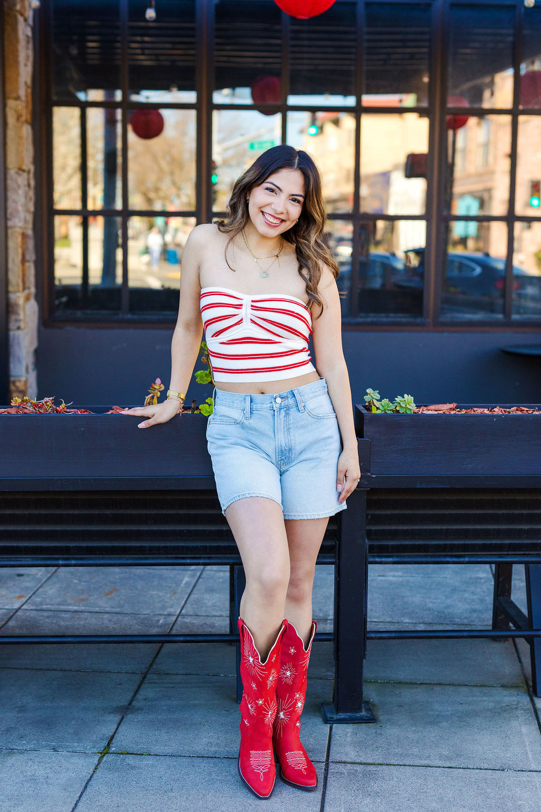 The All Aboard Red & White Striped Tube Top
