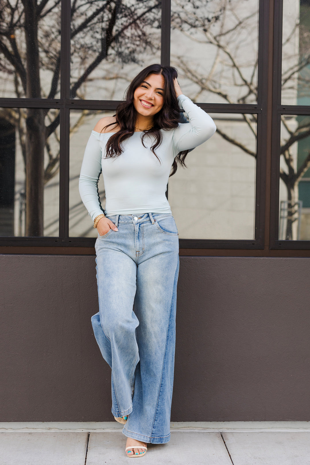 The Taking Names Off The Shoulder Long Sleeve Top