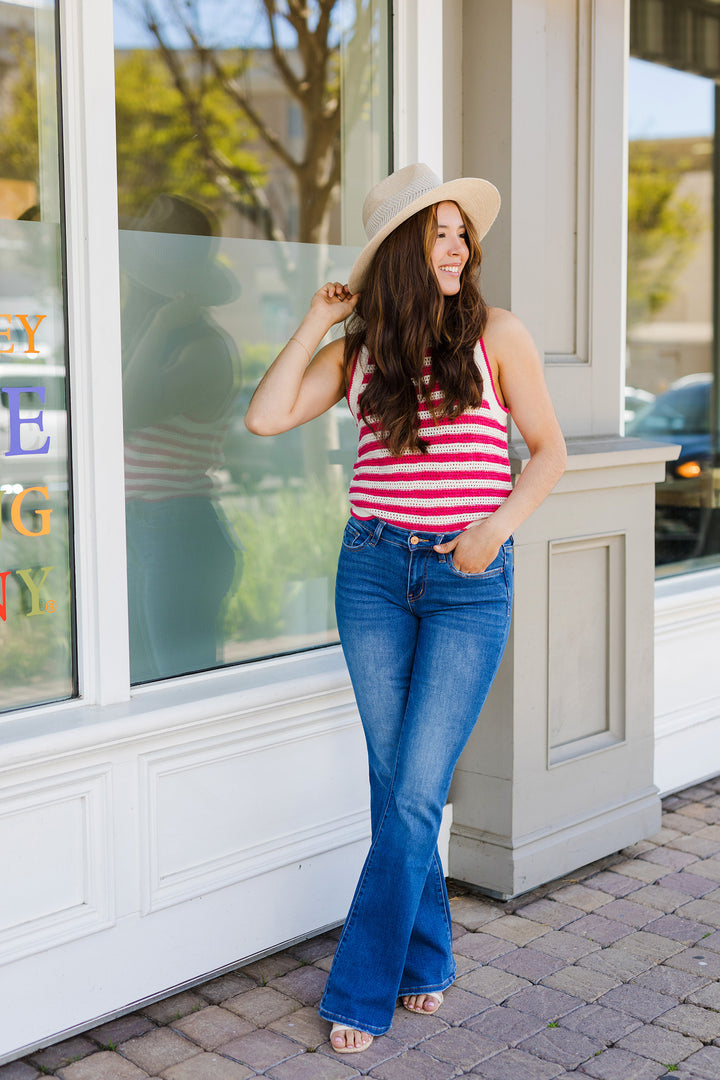 The Candy Stripes Pink & White Sleeveless Top