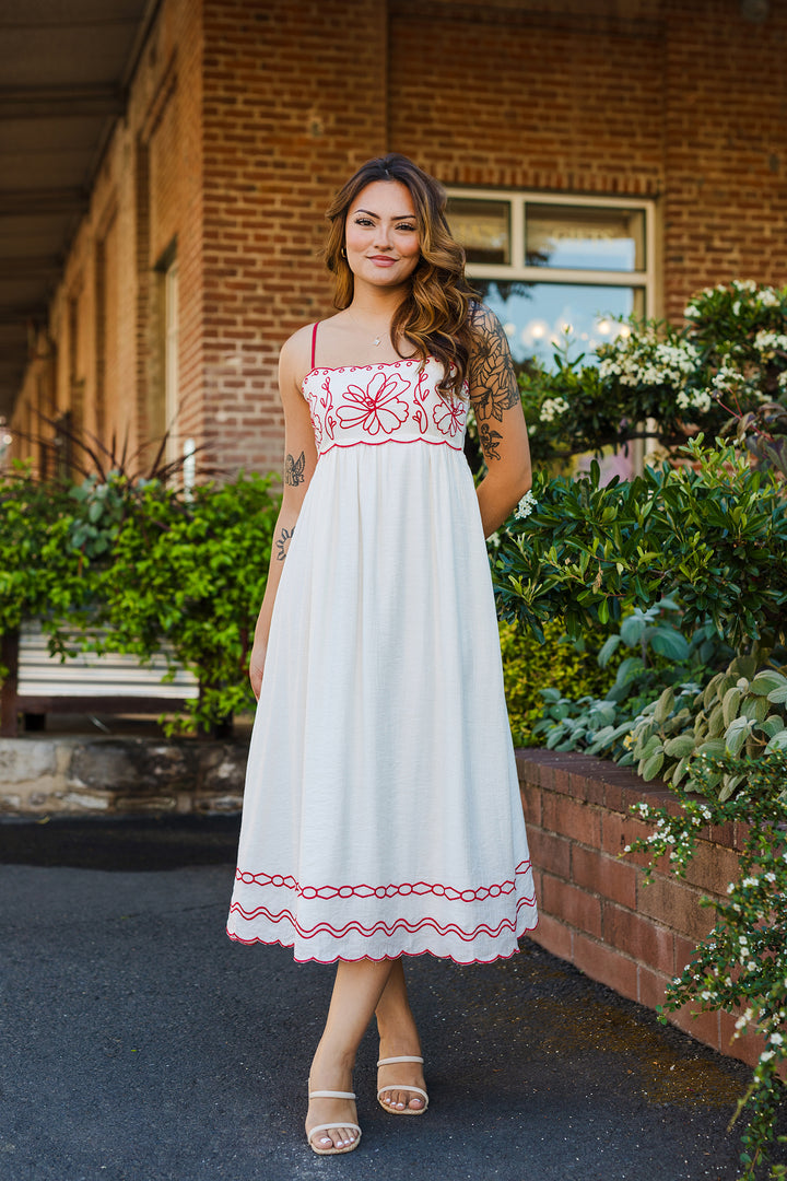 The Petal Pushing Embroidered Maxi Dress