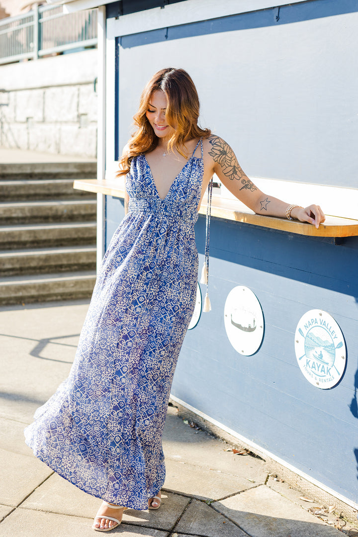 The Making Waves Open Back Maxi Dress