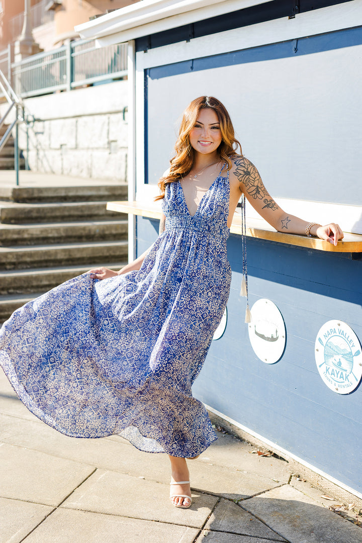 The Making Waves Open Back Maxi Dress