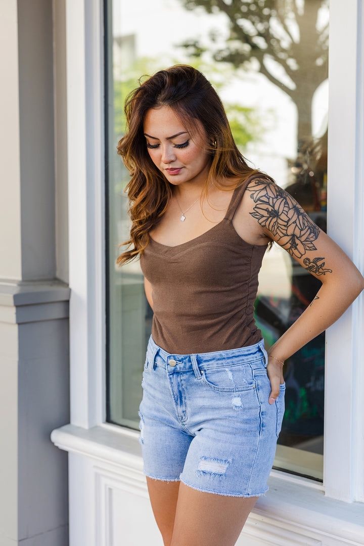 The Outlaw High Rise Denim Shorts