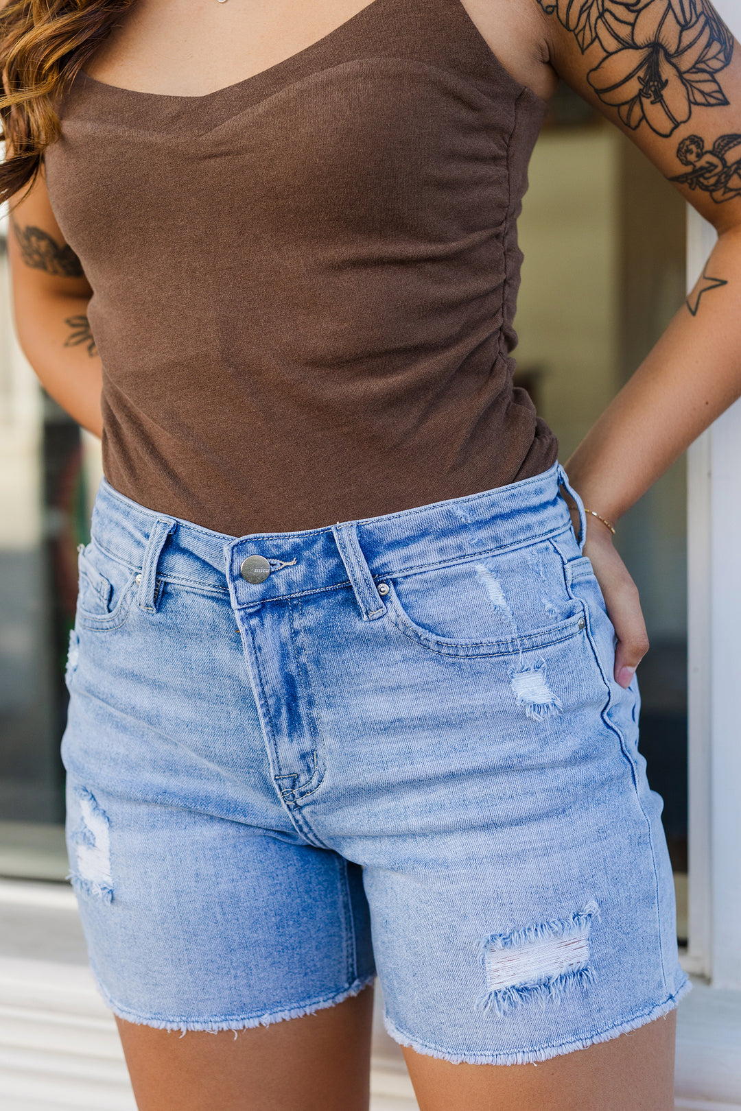 The Outlaw High Rise Denim Shorts