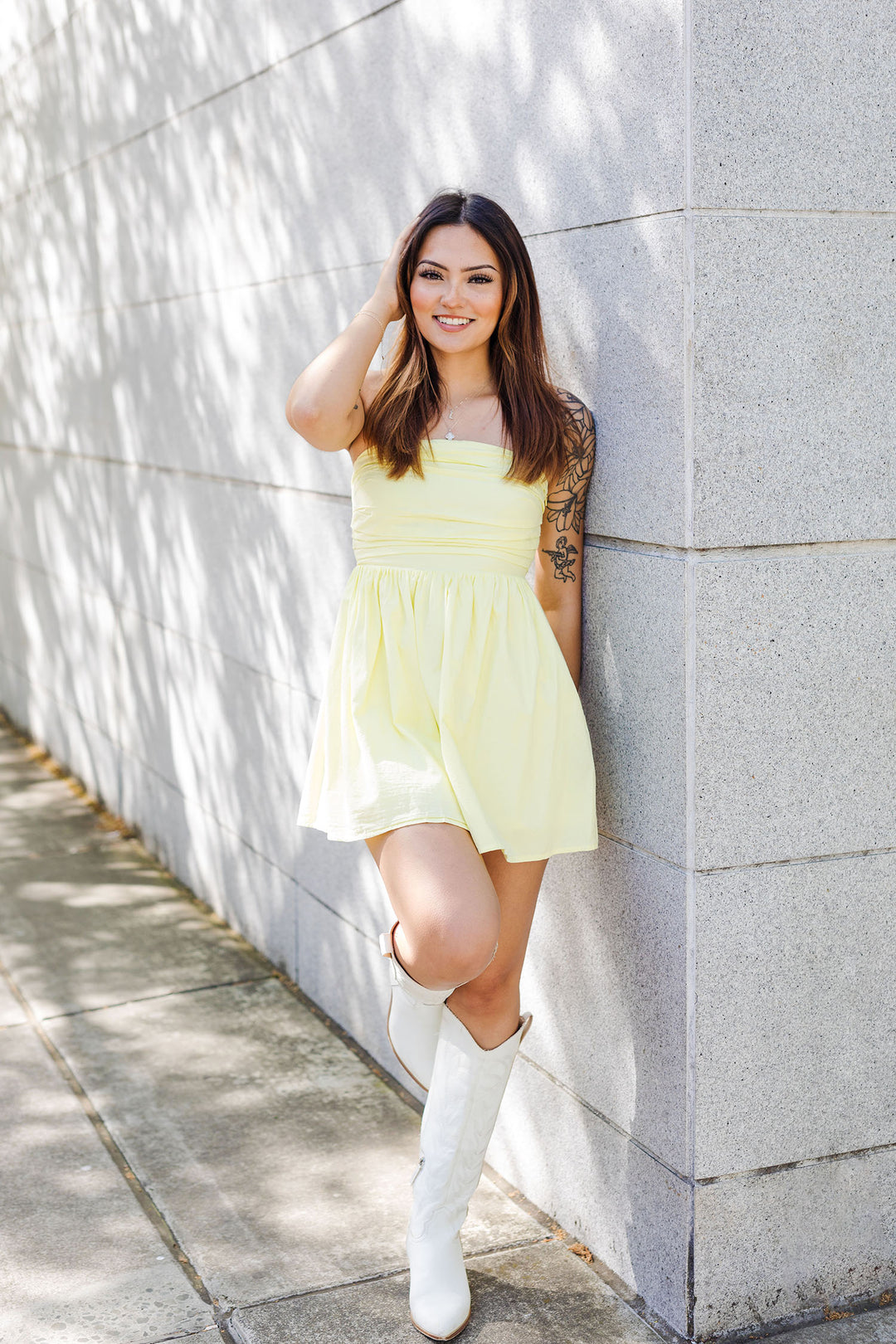 The Lemon Drop Strapless Mini Dress