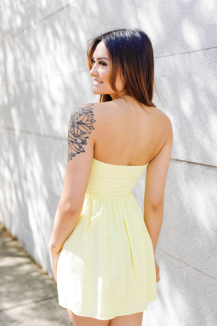 The Lemon Drop Strapless Mini Dress
