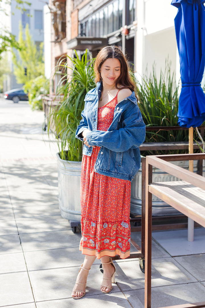 The Bohemian Gardens Red Floral Maxi Dress
