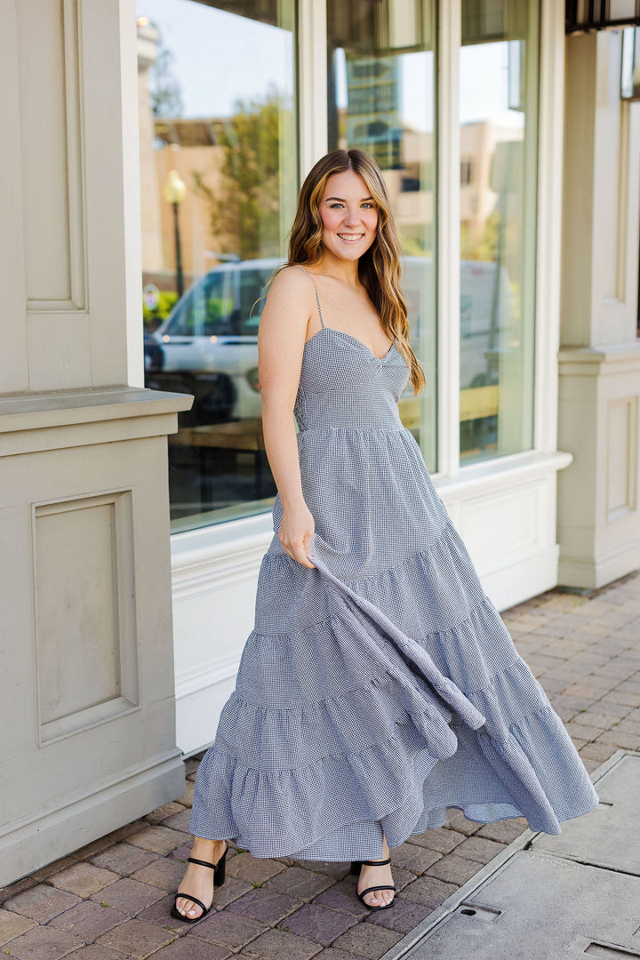 The Picnic In The Park Black Gingham Maxi Dress