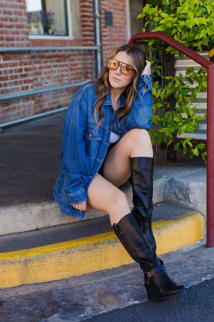 The Christie Oversized Medium Wash Denim Shirt