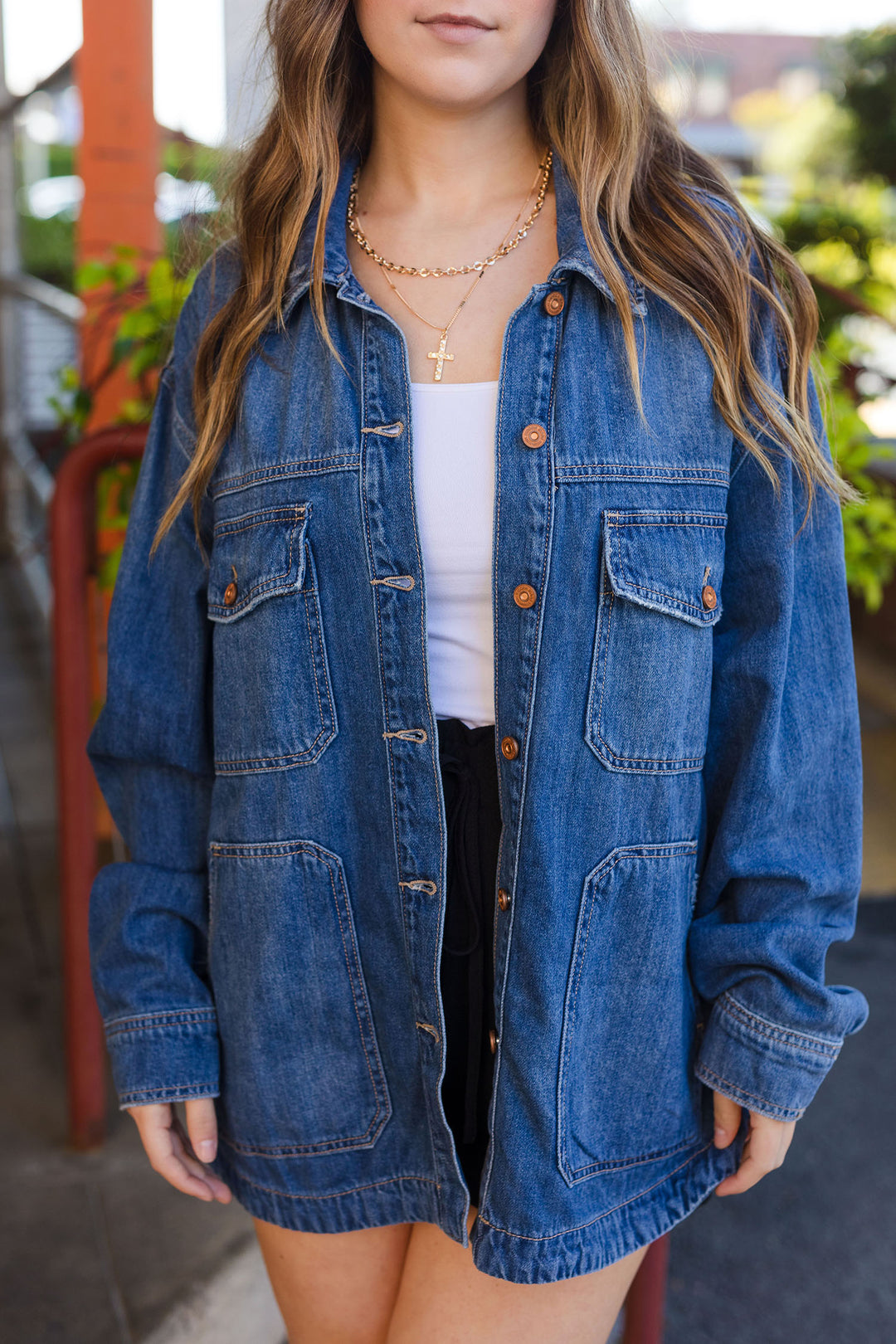 The Christie Oversized Medium Wash Denim Shirt