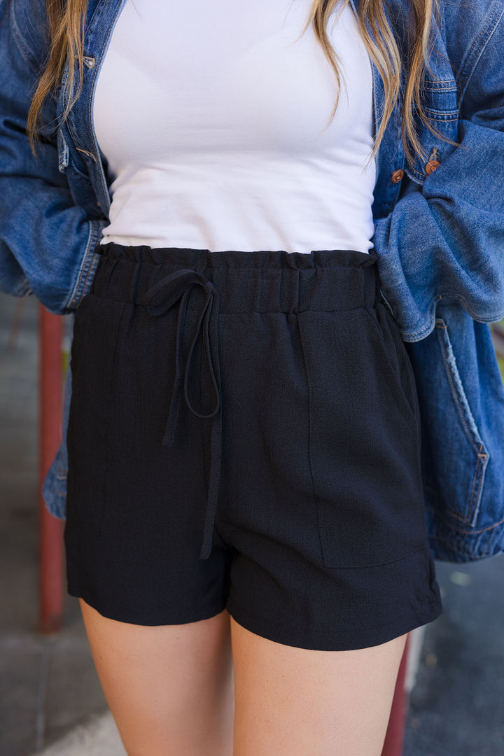 The Sunday Sunshine Black Paperbag Shorts