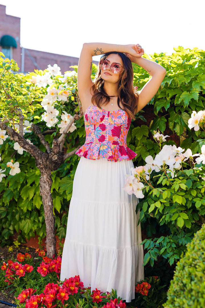 The Barely Blushing Floral Print Corset Top
