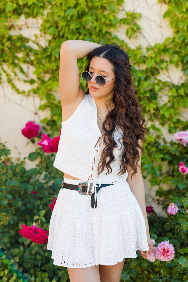 The Daisy Chain Eyelet Mini Skirt Set