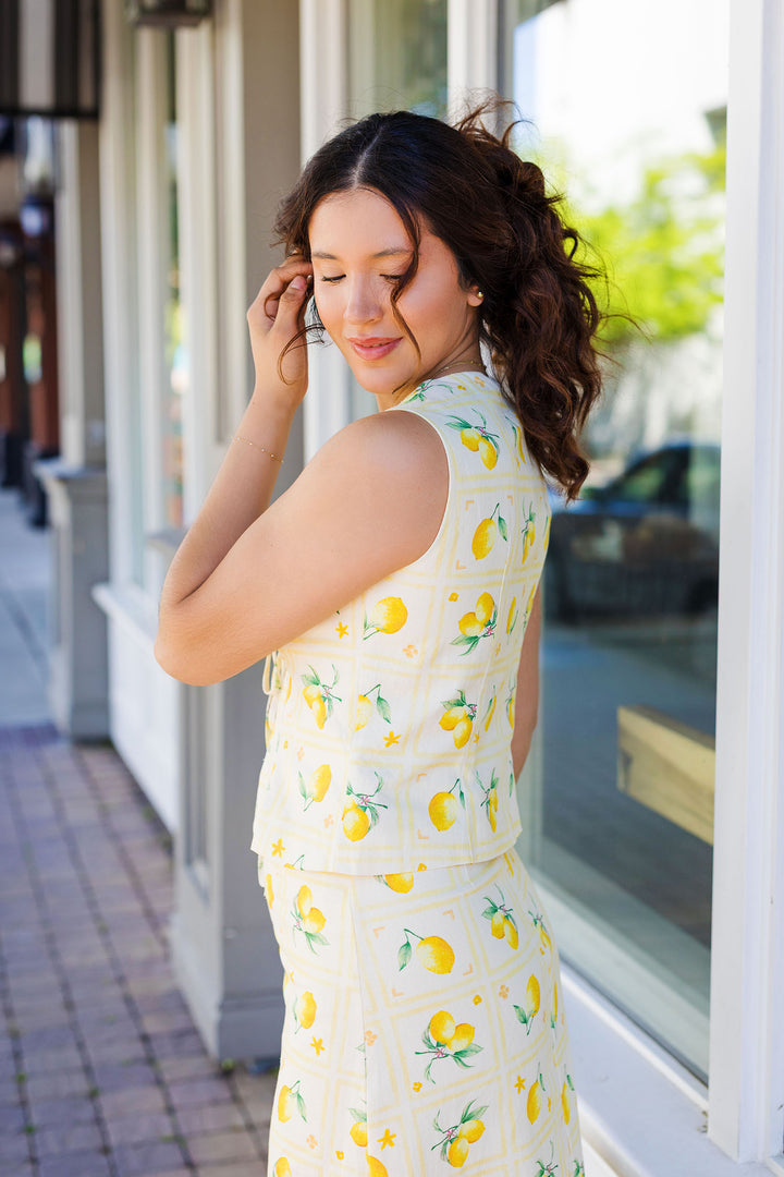 The Lemonade Out Of Lemons Linen Tie Front Top