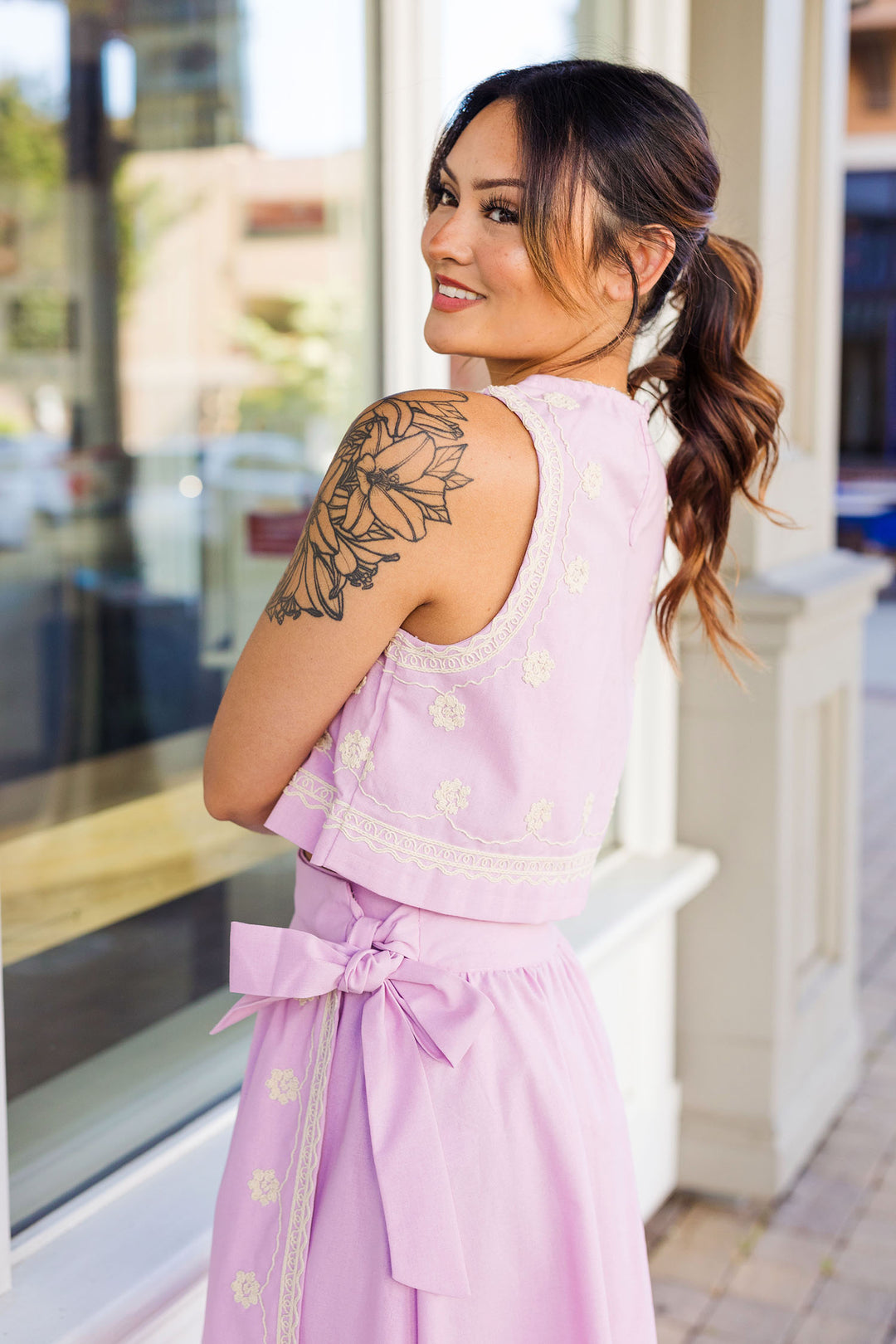 The Summer Soirée Embroidered Wrap Skirt Set