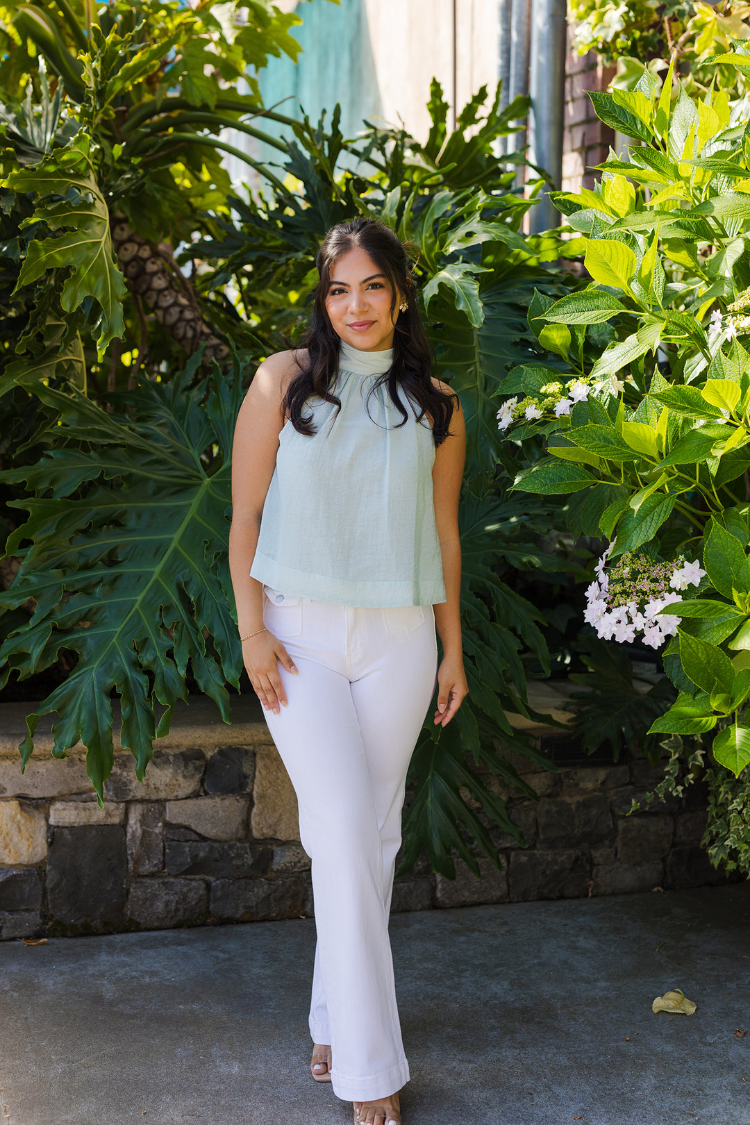 The Moment Mint Tie Halter Neck Top