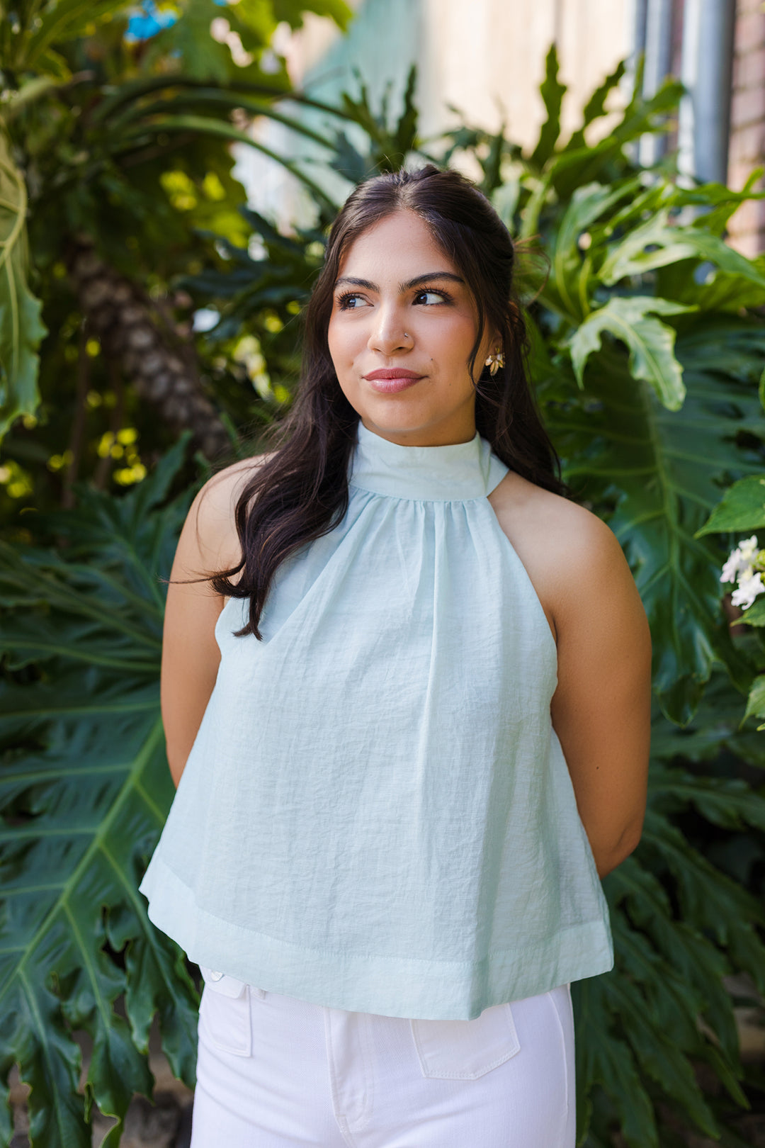 The Moment Mint Tie Halter Neck Top