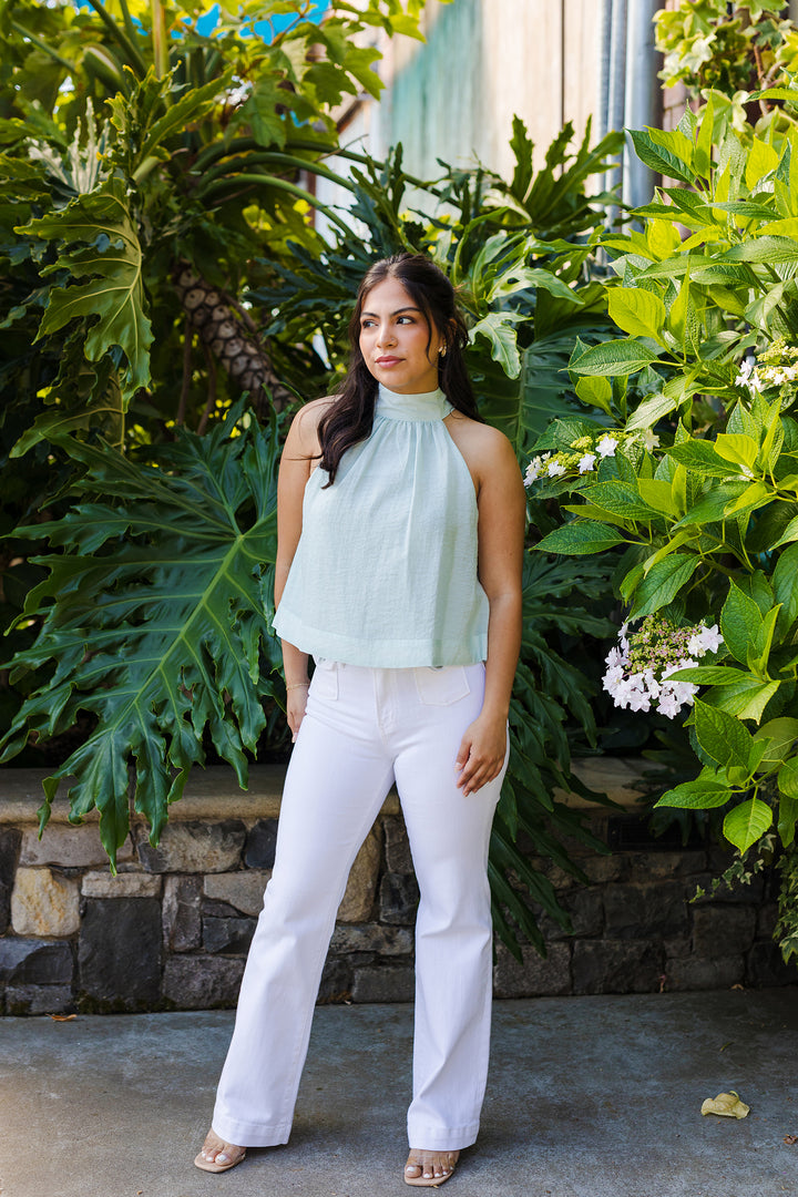 The Moment Mint Tie Halter Neck Top