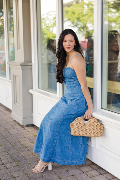 denim dresses near me Medium Wash Paneled Maxi Dress - Farmers Market Size:Girls 6y Dios Tiana- Disney Princess and depending on your shape