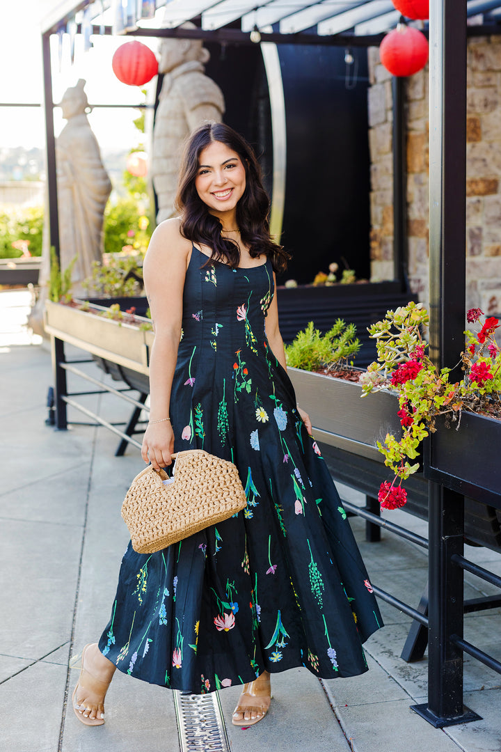 The Garden After Dark Floral Print Maxi Dress