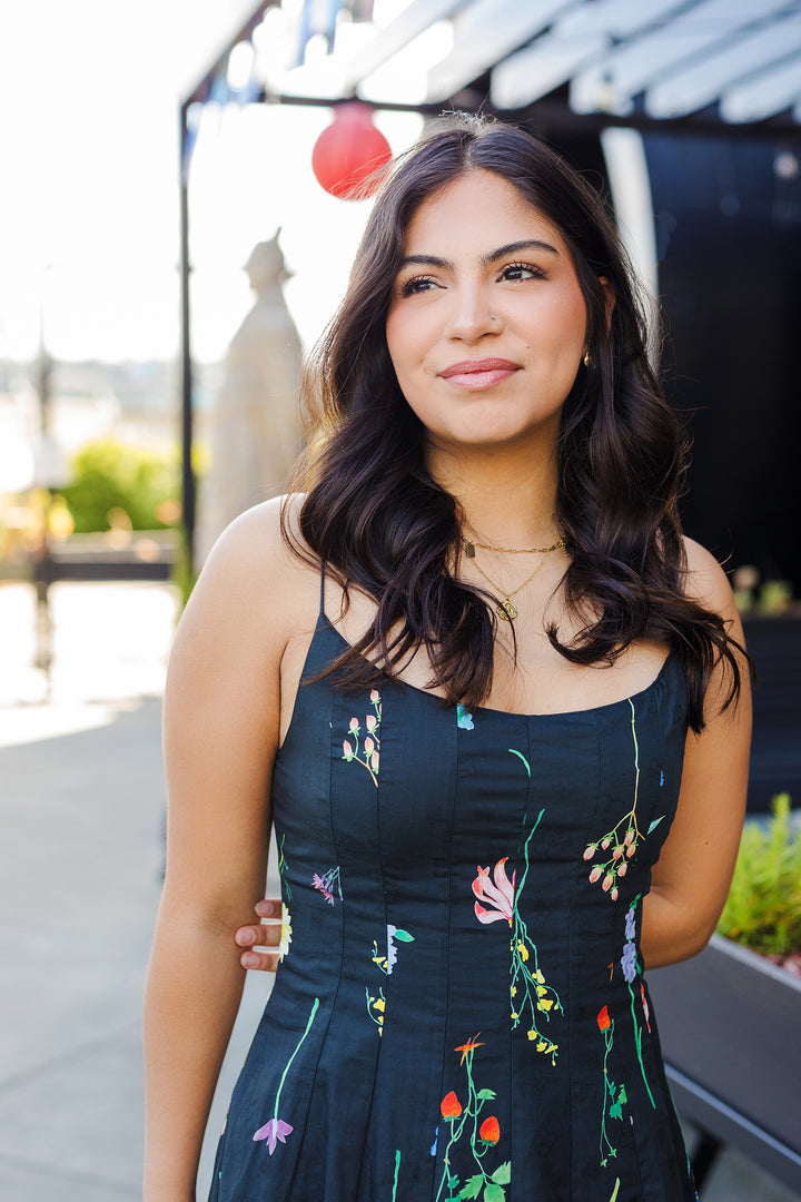 The Garden After Dark Floral Print Maxi Dress