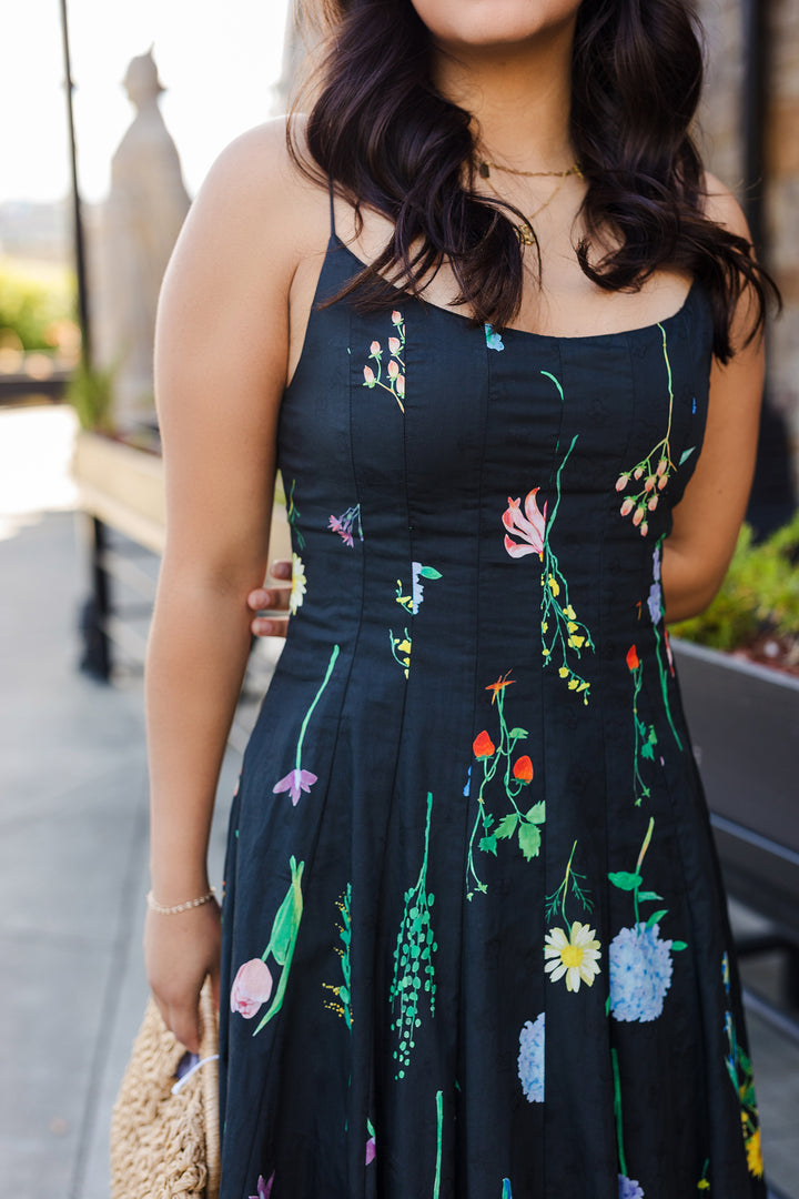 The Garden After Dark Floral Print Maxi Dress