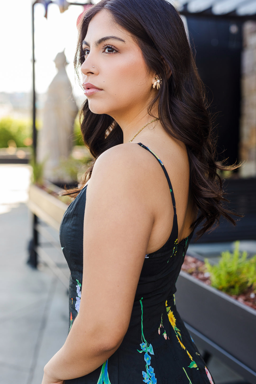 The Garden After Dark Floral Print Maxi Dress