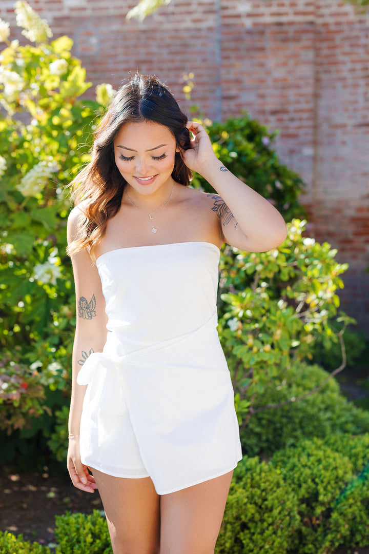 The On a Whim Strapless Romper