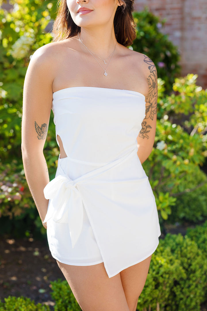 The On a Whim Strapless Romper