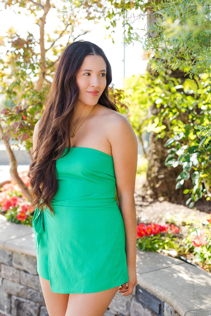 The On a Whim Strapless Romper