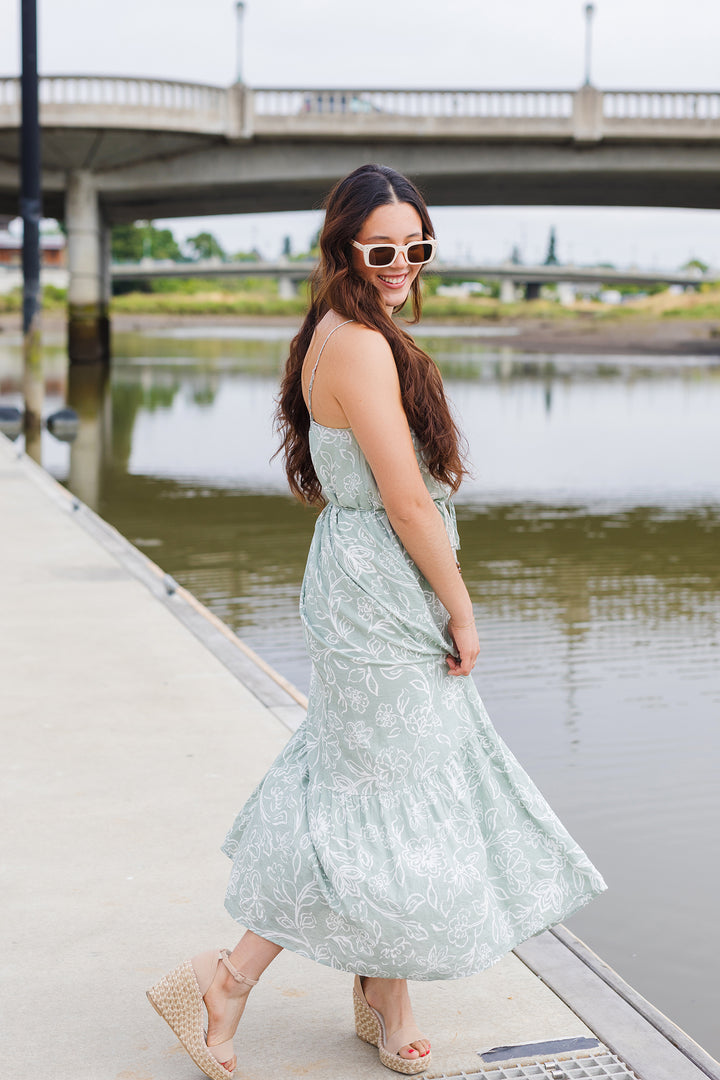 The Garden Whisper Floral Print Maxi Dress