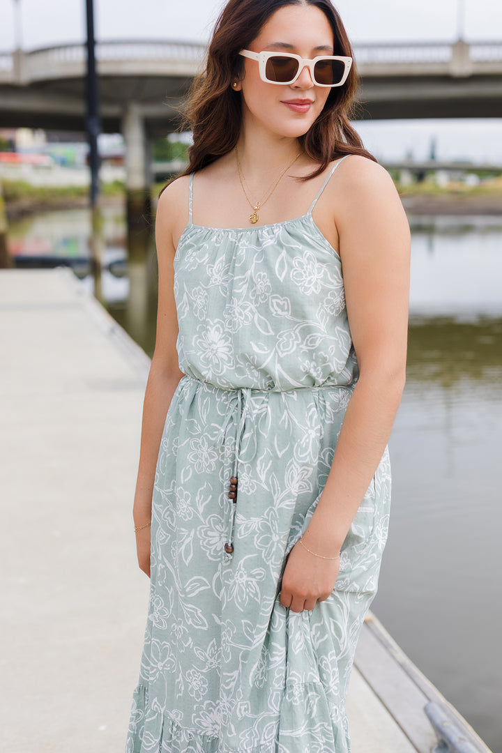 The Garden Whisper Floral Print Maxi Dress