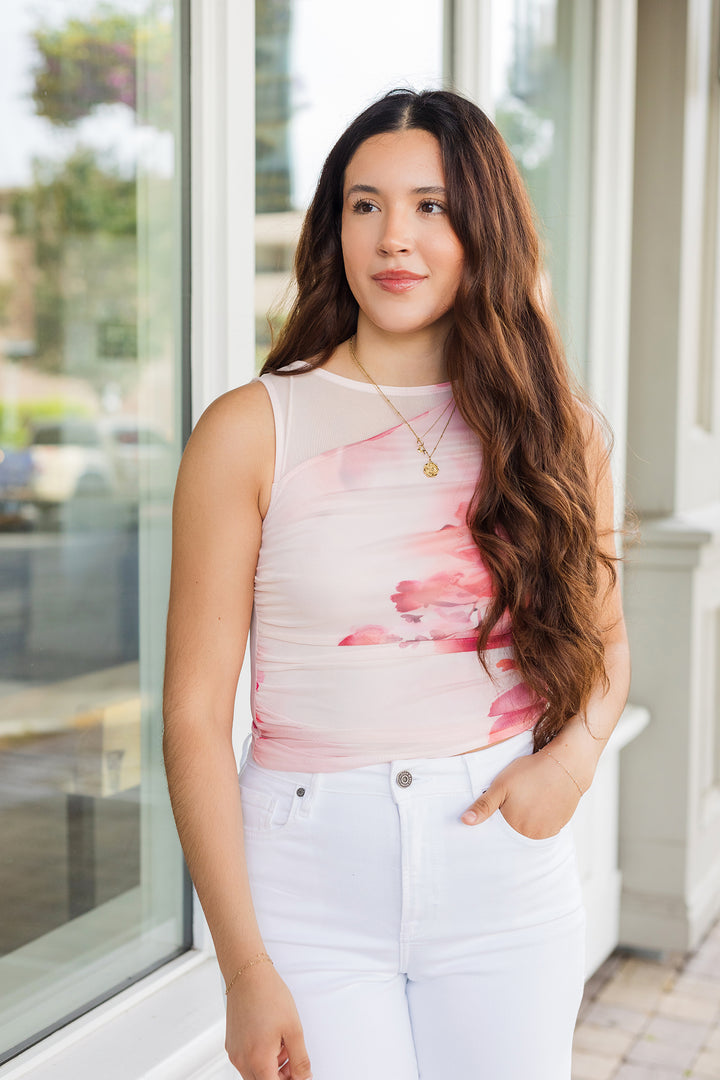 The Mariposa Mesh Floral Top