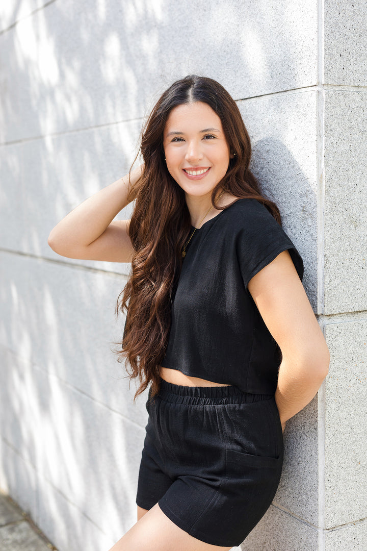 The Summer Memories Cross-Back Linen Top