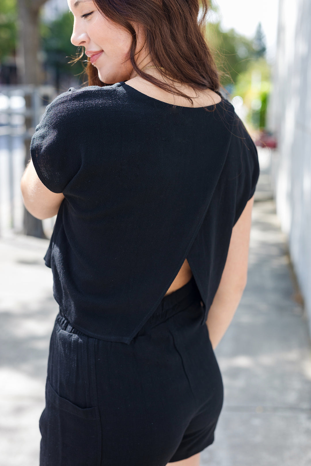 The Summer Memories Cross-Back Linen Top