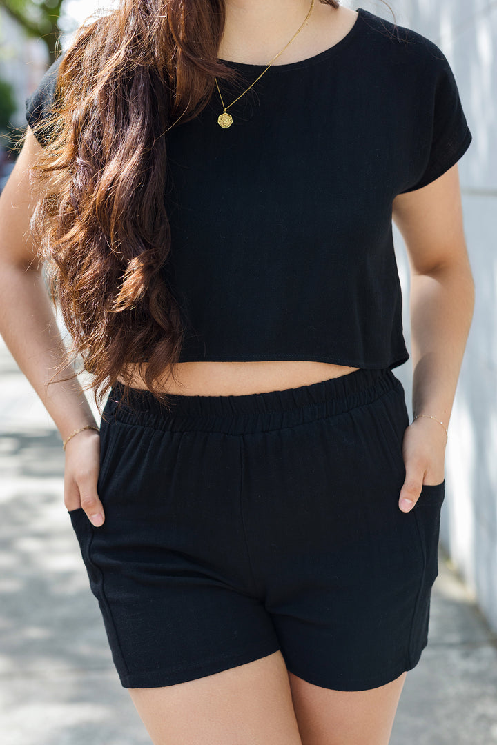 The Summer Memories Cross-Back Linen Top