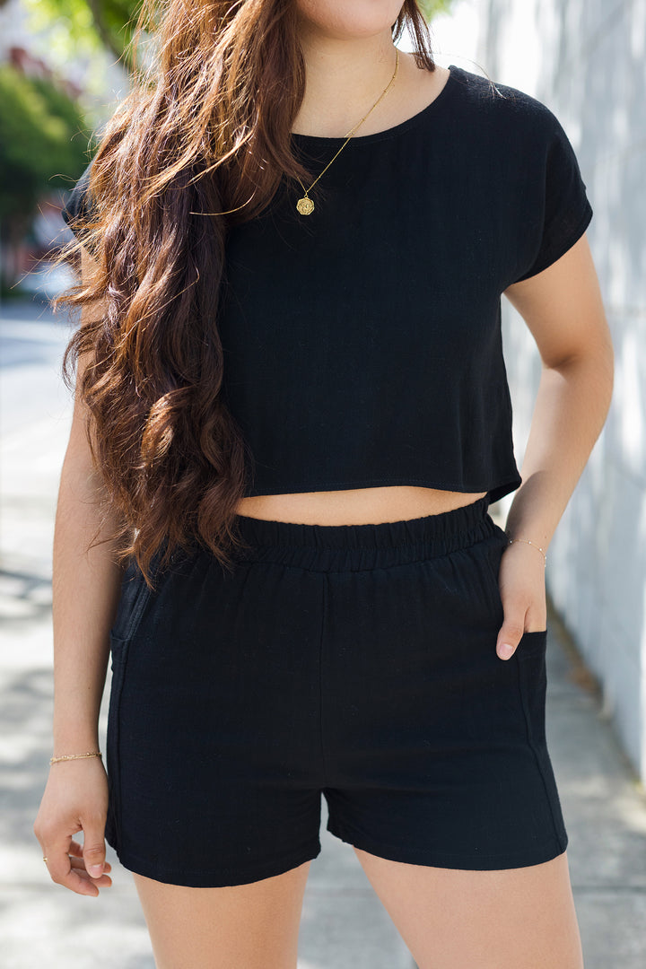 The Summer Memories Cross-Back Linen Top