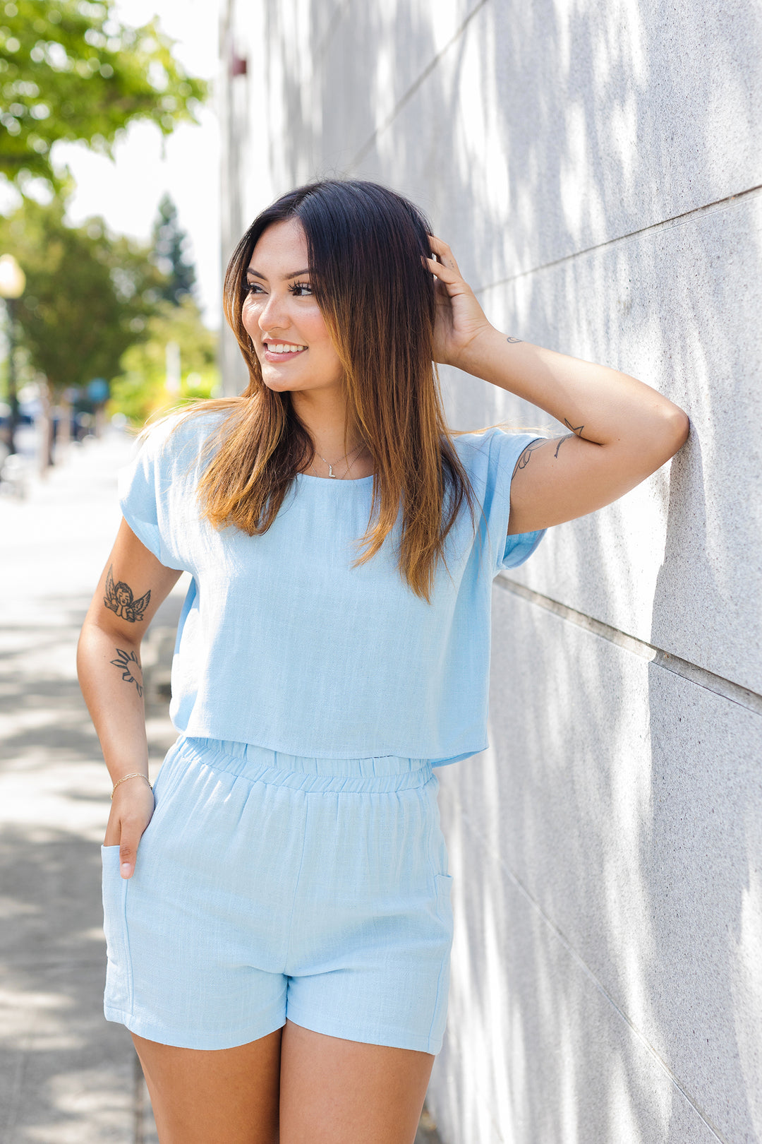 The Summer Memories Cross-Back Linen Top