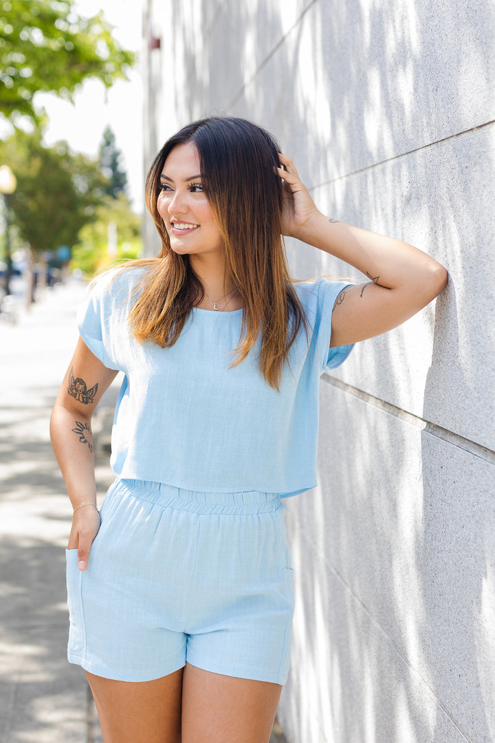 The Summer Memories Cross-Back Linen Top