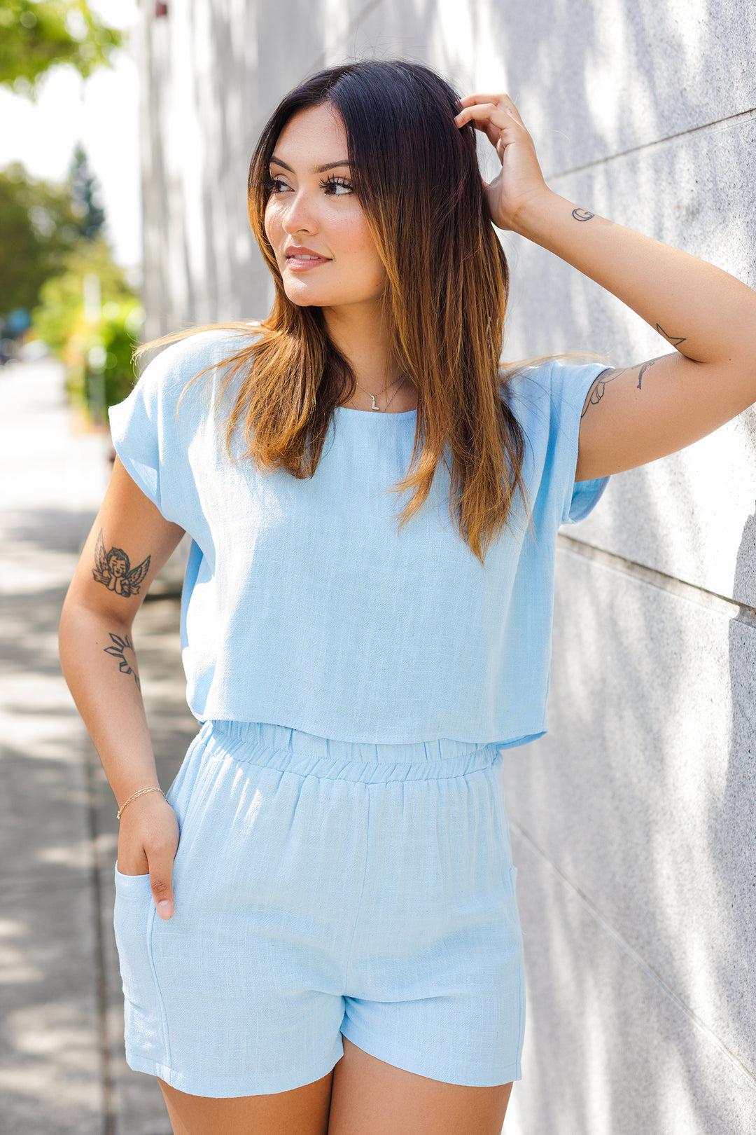 The Summer Memories Cross-Back Linen Top