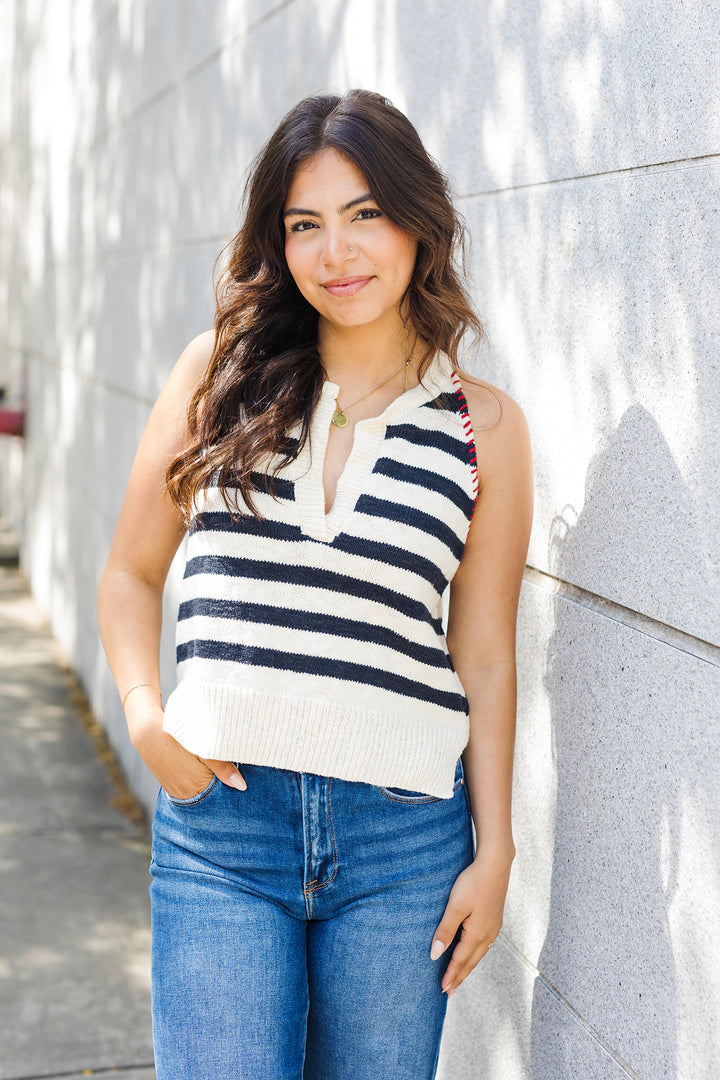The Americana After Hours Striped Knit Top