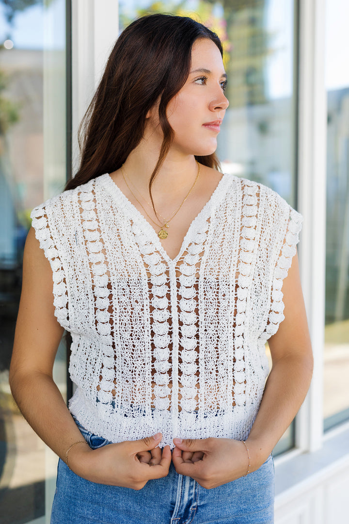 The Beaches In Bali Crochet Knit Top