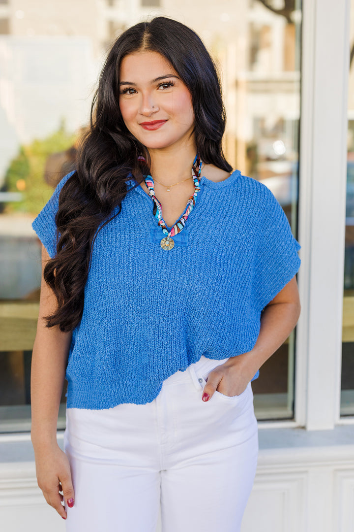 The C'est La Vie Cropped Short Sleeve Summer Sweater