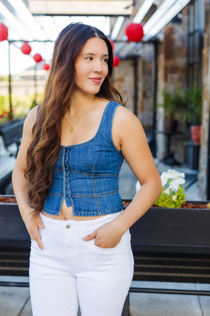 The Forever Young Denim Corset Top