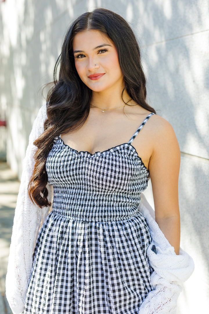 The Pretty Darling Black Gingham Maxi Dress