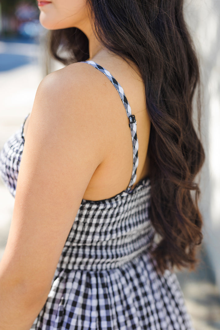 The Pretty Darling Black Gingham Maxi Dress